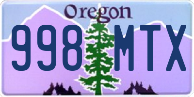 OR license plate 998MTX