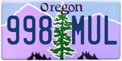 OR license plate 998MUL