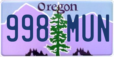 OR license plate 998MUN