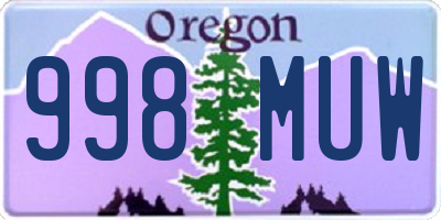 OR license plate 998MUW