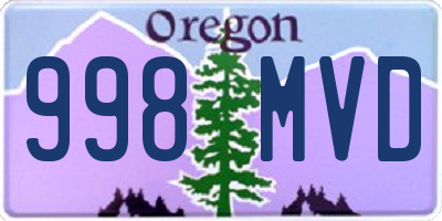 OR license plate 998MVD