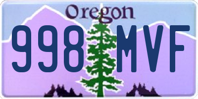 OR license plate 998MVF