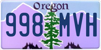 OR license plate 998MVH