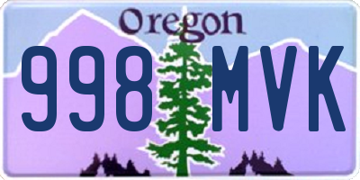 OR license plate 998MVK