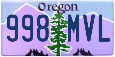 OR license plate 998MVL