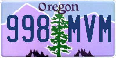 OR license plate 998MVM