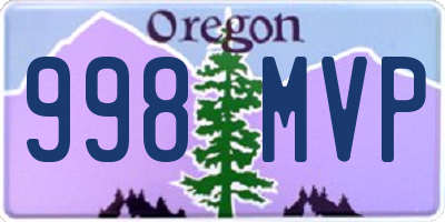 OR license plate 998MVP