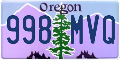 OR license plate 998MVQ