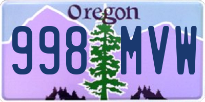 OR license plate 998MVW