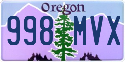OR license plate 998MVX