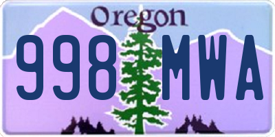 OR license plate 998MWA