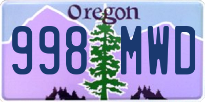 OR license plate 998MWD