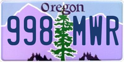 OR license plate 998MWR