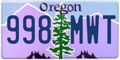 OR license plate 998MWT