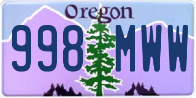 OR license plate 998MWW