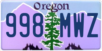 OR license plate 998MWZ