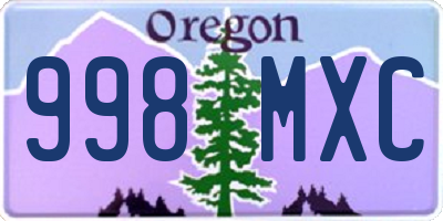 OR license plate 998MXC