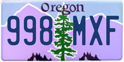 OR license plate 998MXF