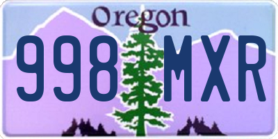 OR license plate 998MXR