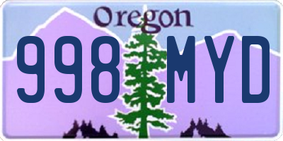 OR license plate 998MYD
