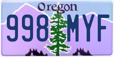 OR license plate 998MYF