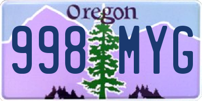 OR license plate 998MYG