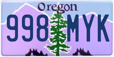 OR license plate 998MYK