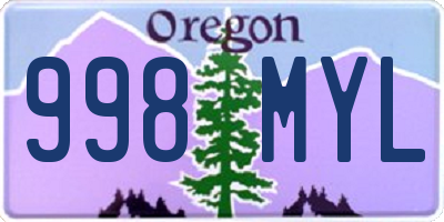 OR license plate 998MYL