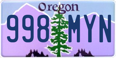 OR license plate 998MYN