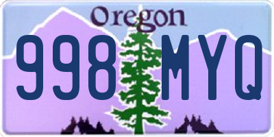 OR license plate 998MYQ