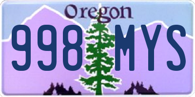 OR license plate 998MYS