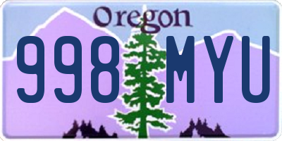 OR license plate 998MYU