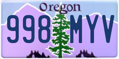 OR license plate 998MYV