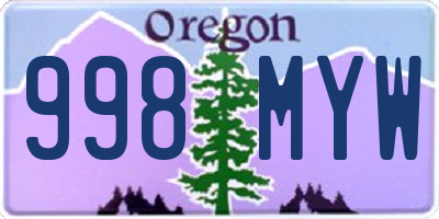 OR license plate 998MYW