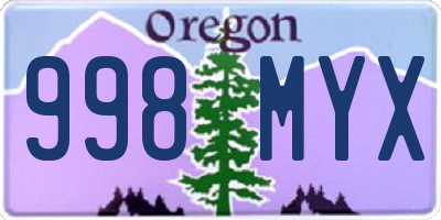 OR license plate 998MYX