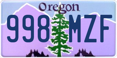 OR license plate 998MZF