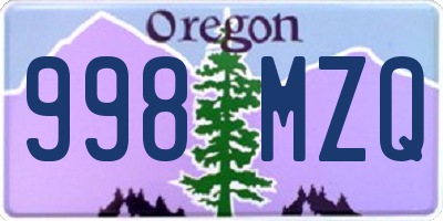 OR license plate 998MZQ