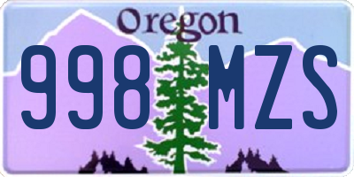 OR license plate 998MZS