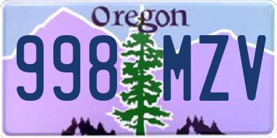 OR license plate 998MZV