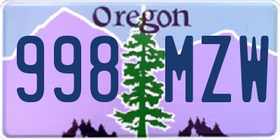 OR license plate 998MZW