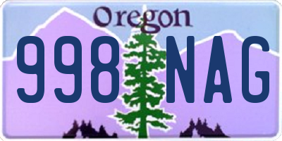 OR license plate 998NAG