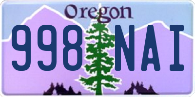 OR license plate 998NAI