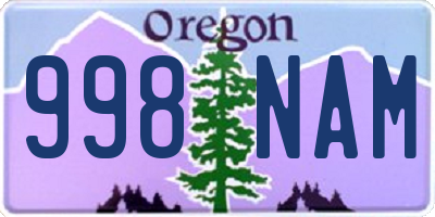 OR license plate 998NAM