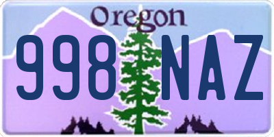OR license plate 998NAZ