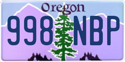 OR license plate 998NBP