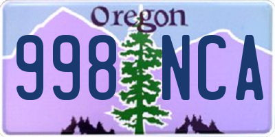 OR license plate 998NCA