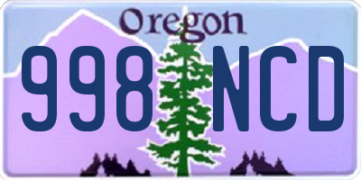 OR license plate 998NCD