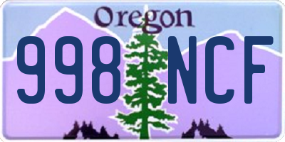 OR license plate 998NCF