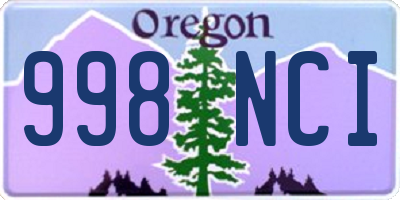 OR license plate 998NCI