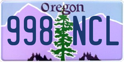 OR license plate 998NCL
